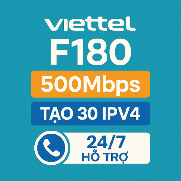 Gói cước đa phiên F180 nhà mạng Viettel